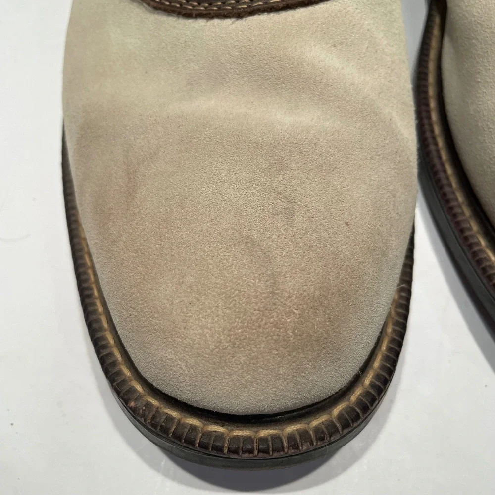 J Murphy Johnston & Murphy Mens 10M Brown Cream Suede Leather Saddle Shoes
